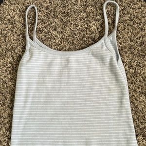 Brandy Melville Baby Blue and White Stripe Tank